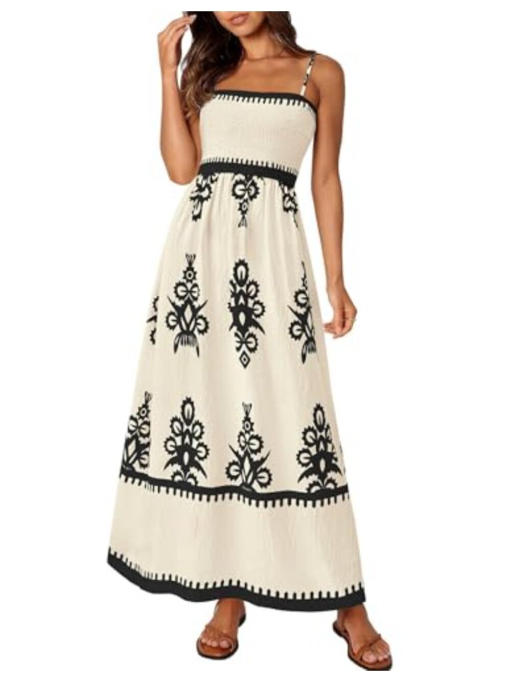 Boho Floral Maxi Sundress Lightweight A-Line Sleeveless Vacation Dress